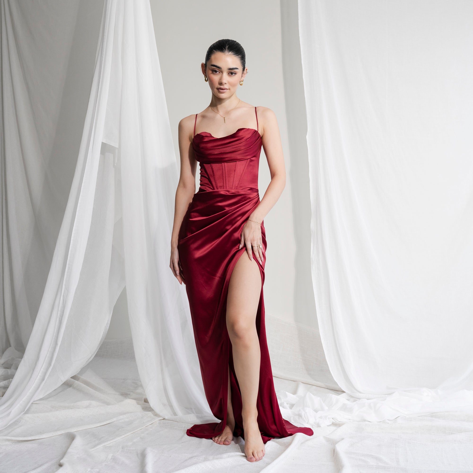 Ultra-Supportive Corset Gown in Heavy Satin