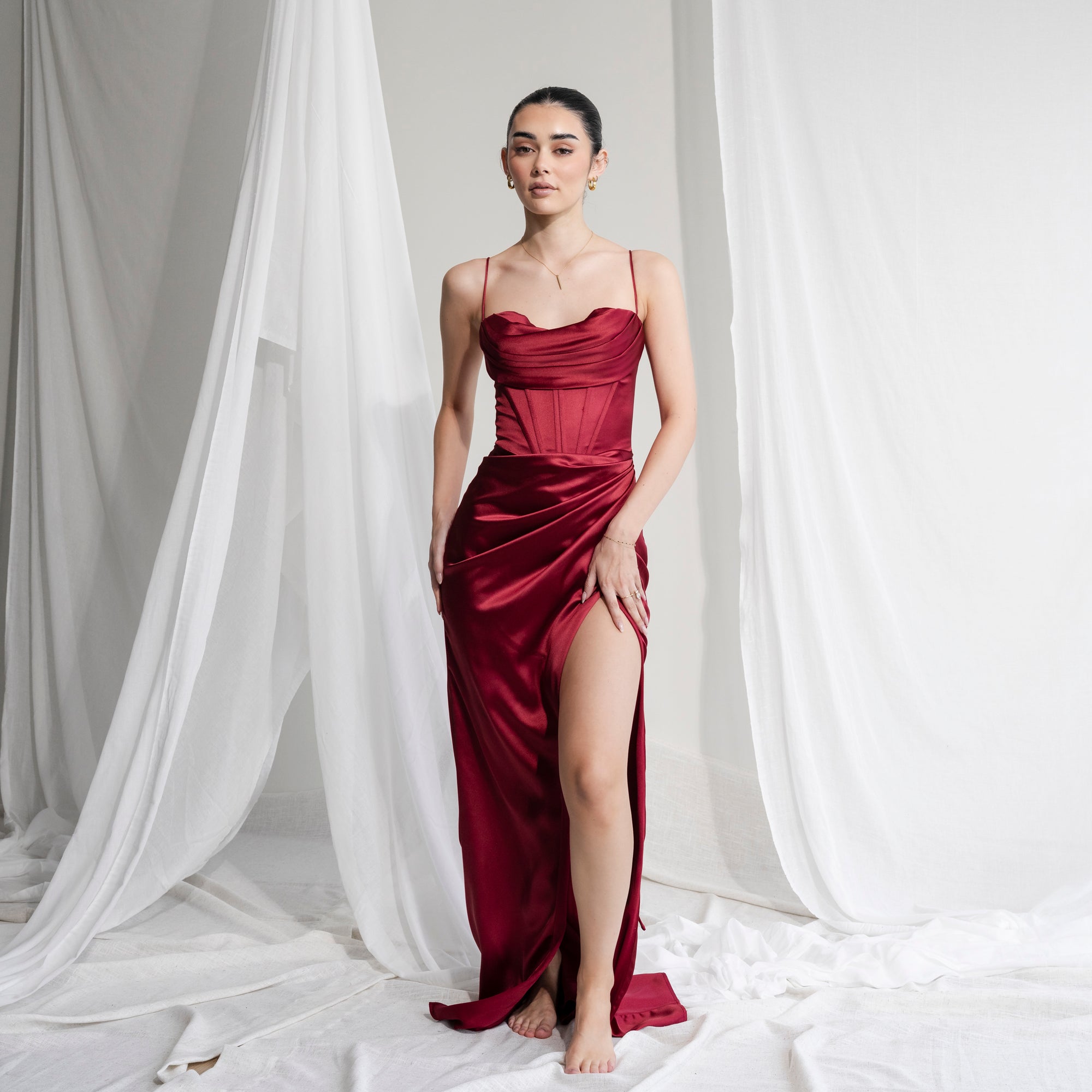 Ultra-Supportive Corset Gown in Heavy Satin