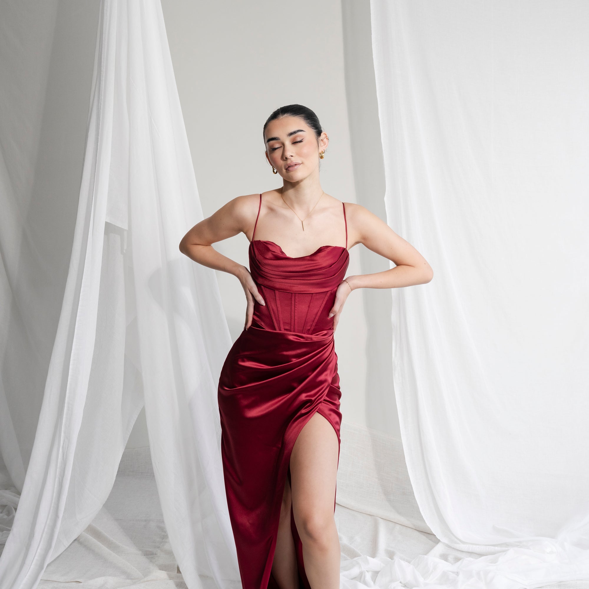 Ultra-Supportive Corset Gown in Heavy Satin