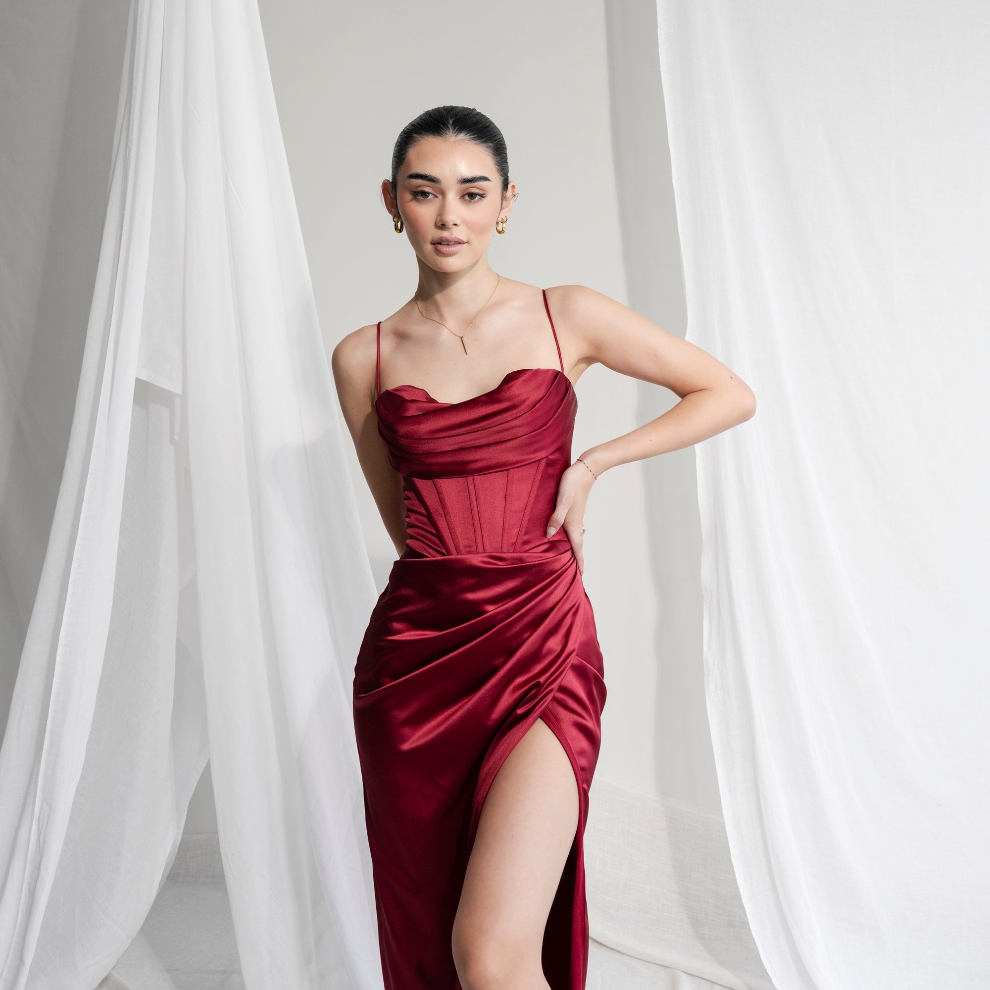 Ultra-Supportive Corset Gown in Heavy Satin