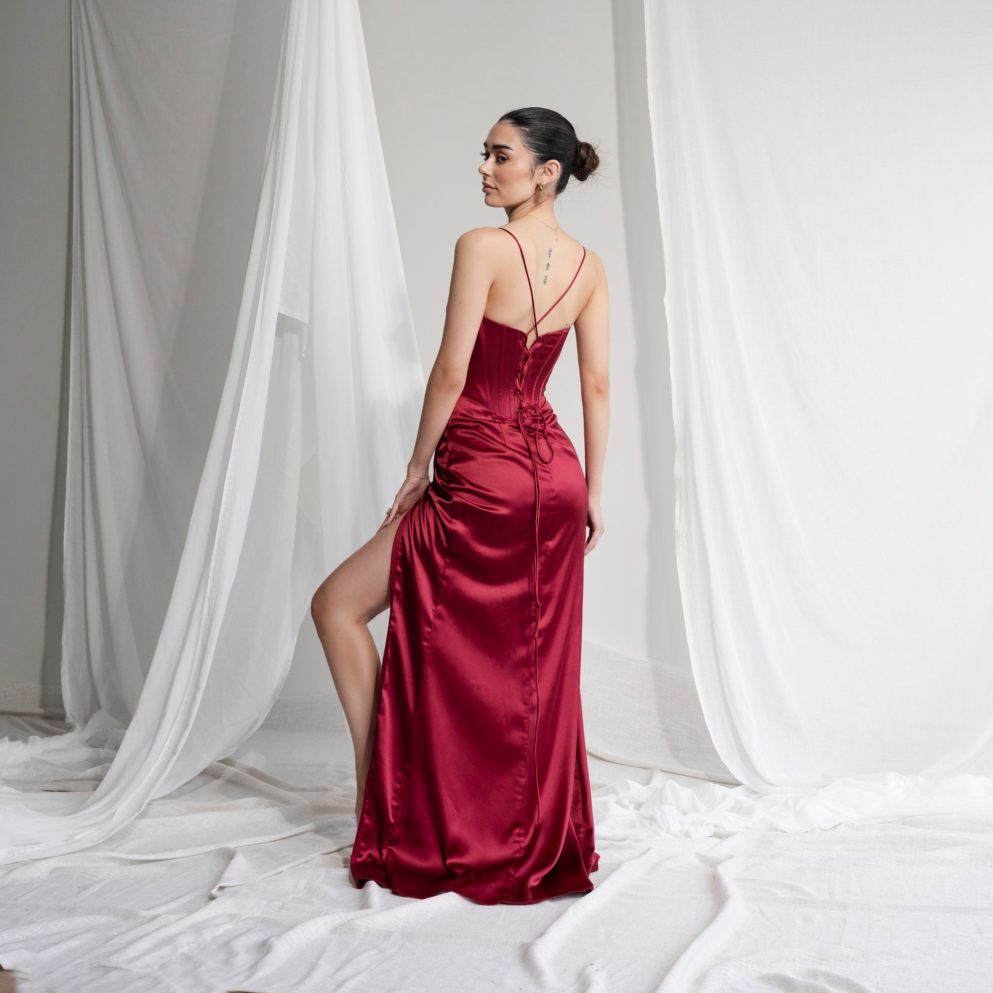 Ultra-Supportive Corset Gown in Heavy Satin