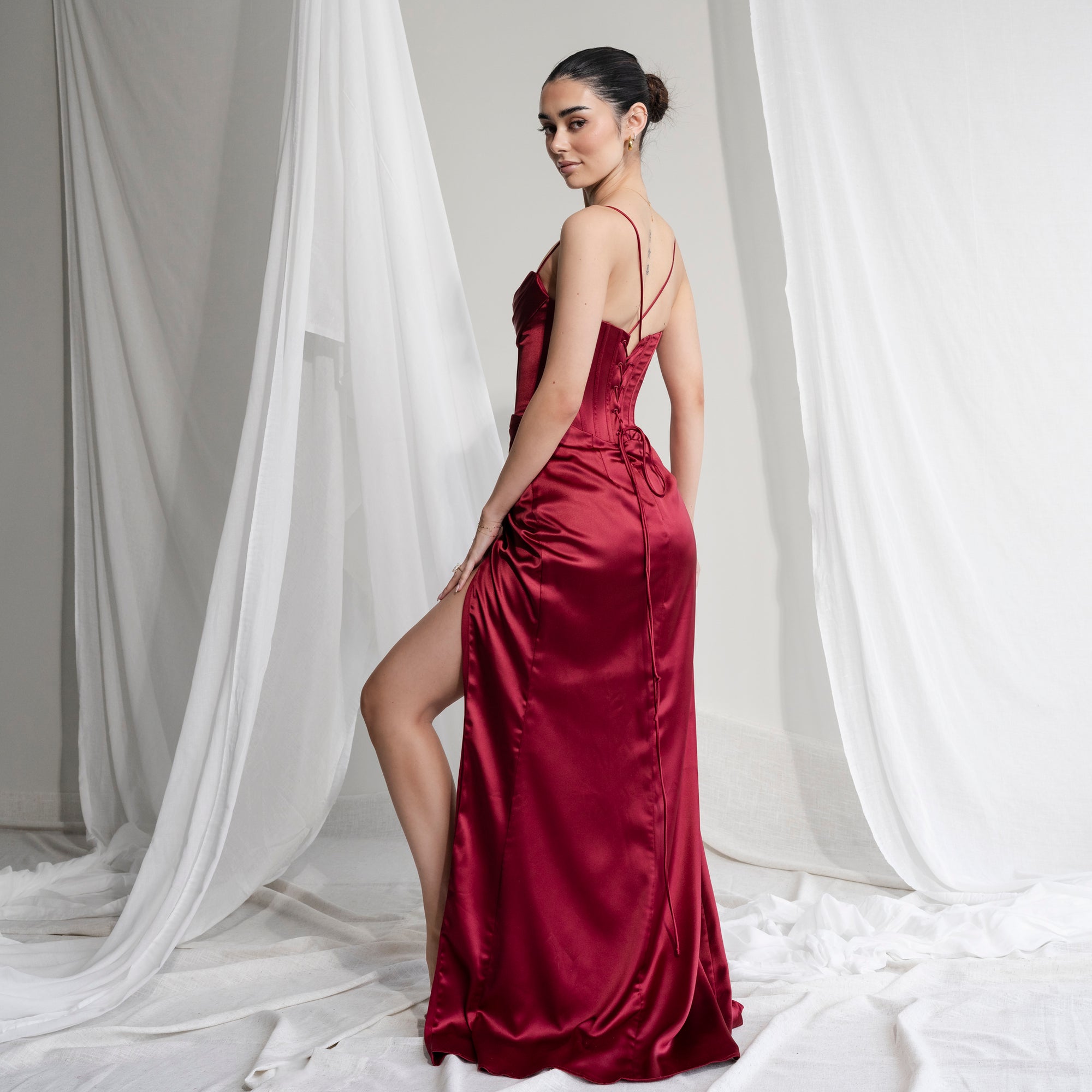 Ultra-Supportive Corset Gown in Heavy Satin