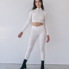 Sweater Two Piece Long Sleeve Crop And Legging Sets
