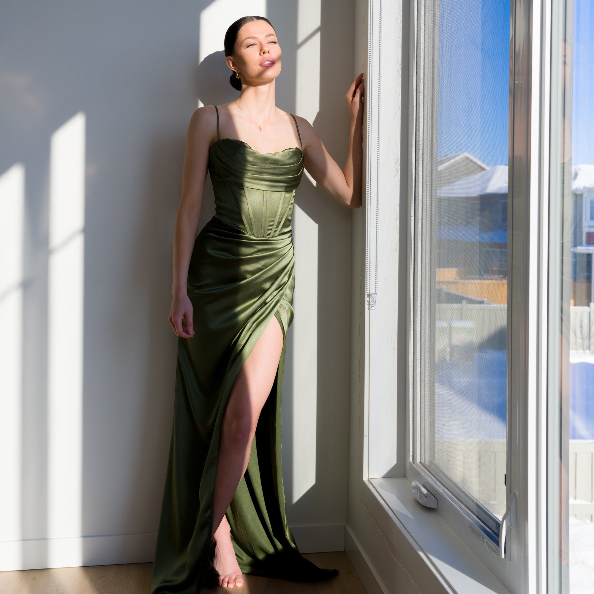 Ultra-Supportive Corset Gown in Heavy Satin