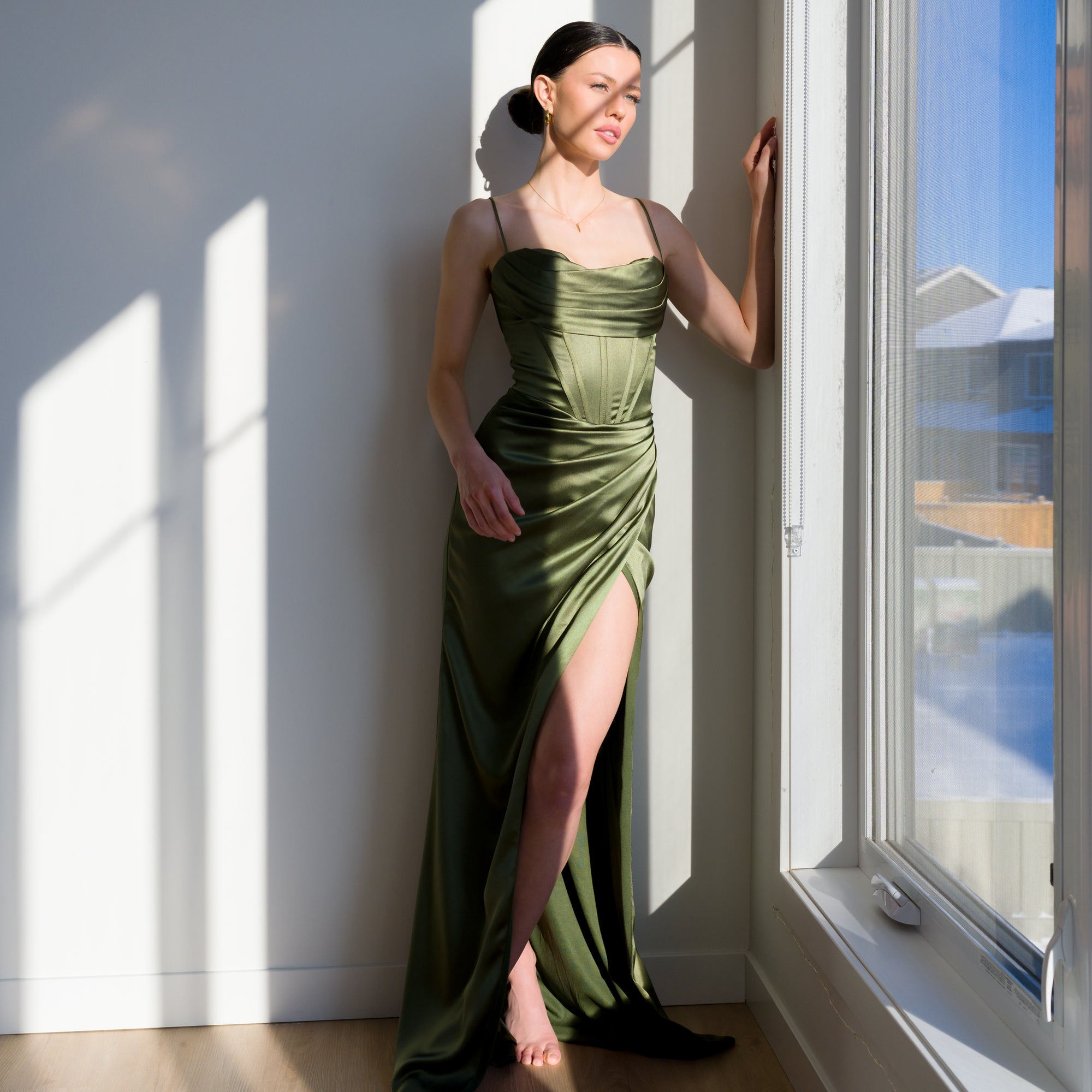Ultra-Supportive Corset Gown in Heavy Satin