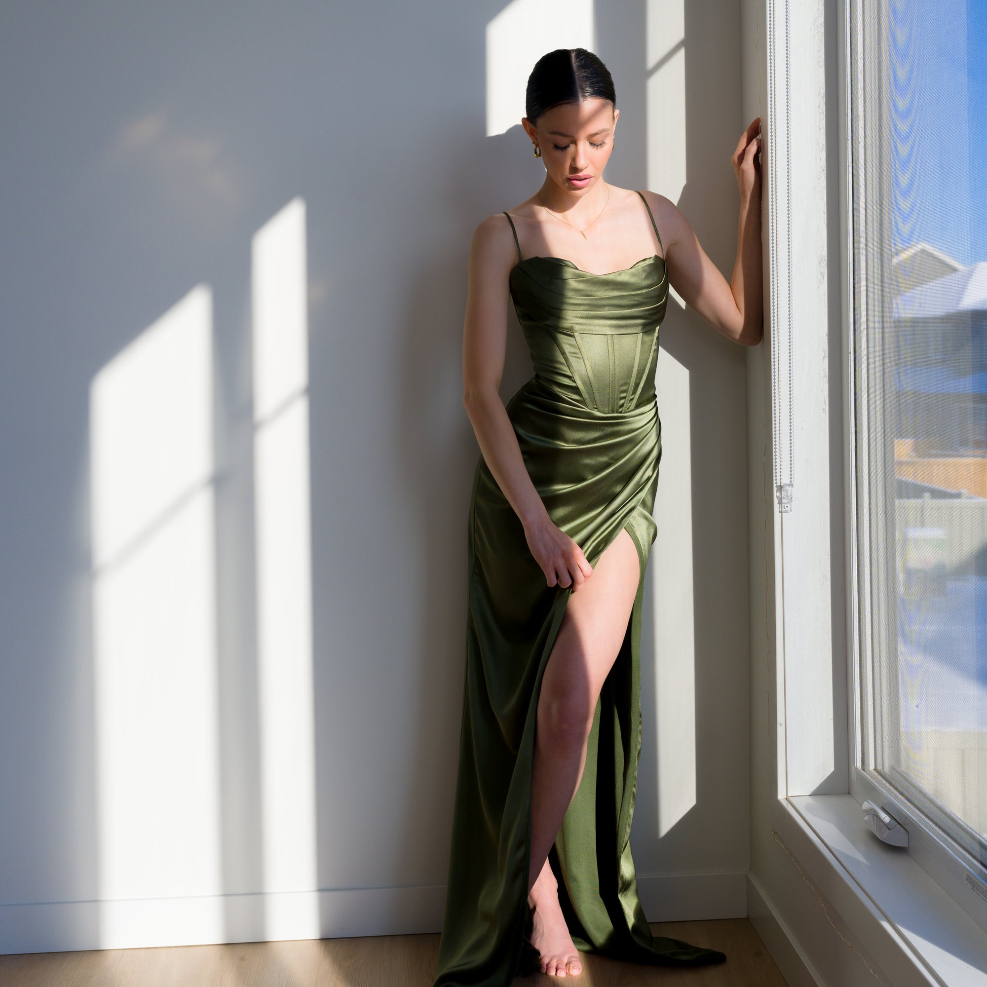 Ultra-Supportive Corset Gown in Heavy Satin