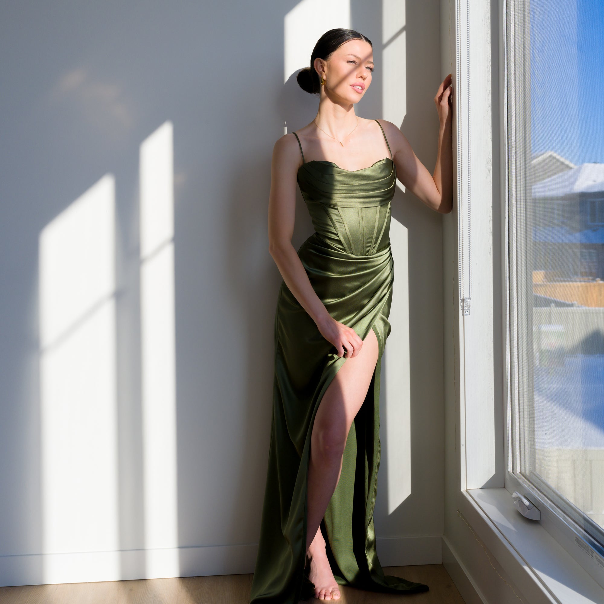 Ultra-Supportive Corset Gown in Heavy Satin