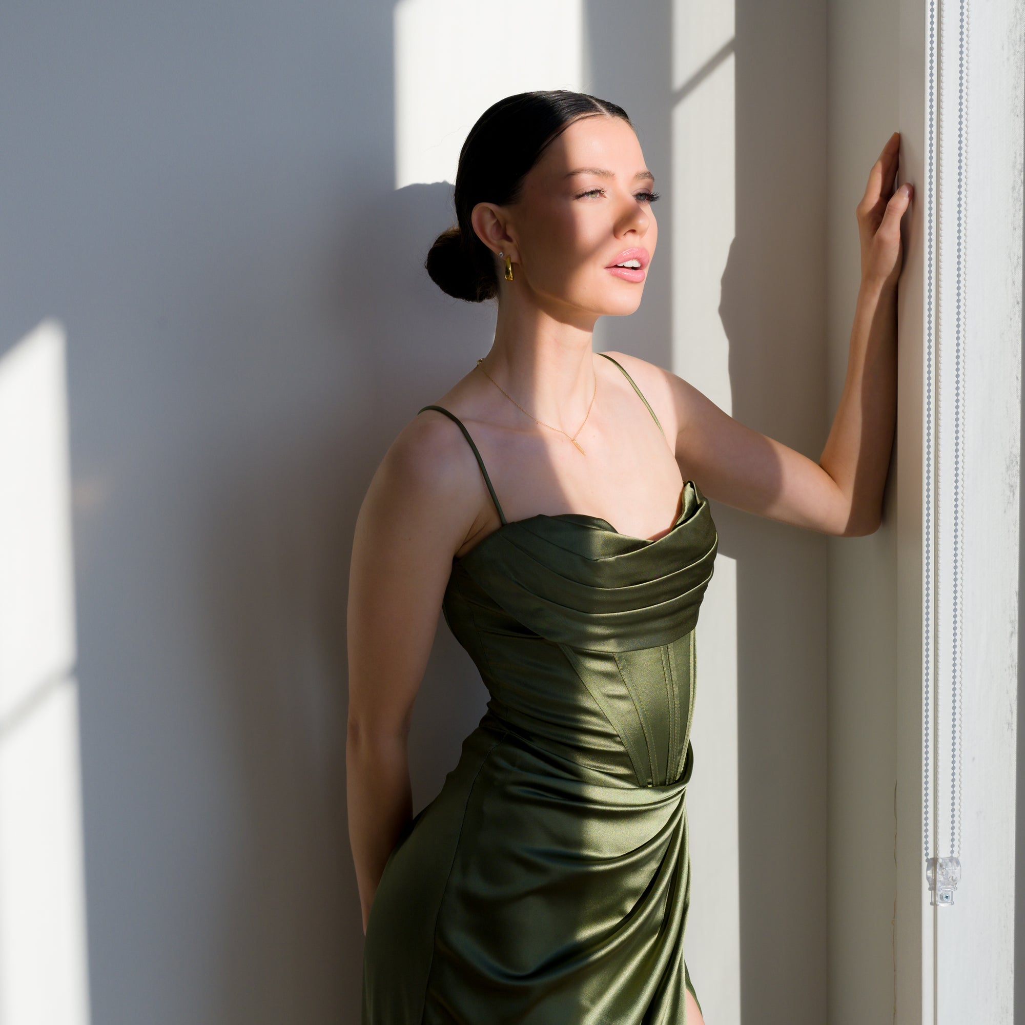 Ultra-Supportive Corset Gown in Heavy Satin