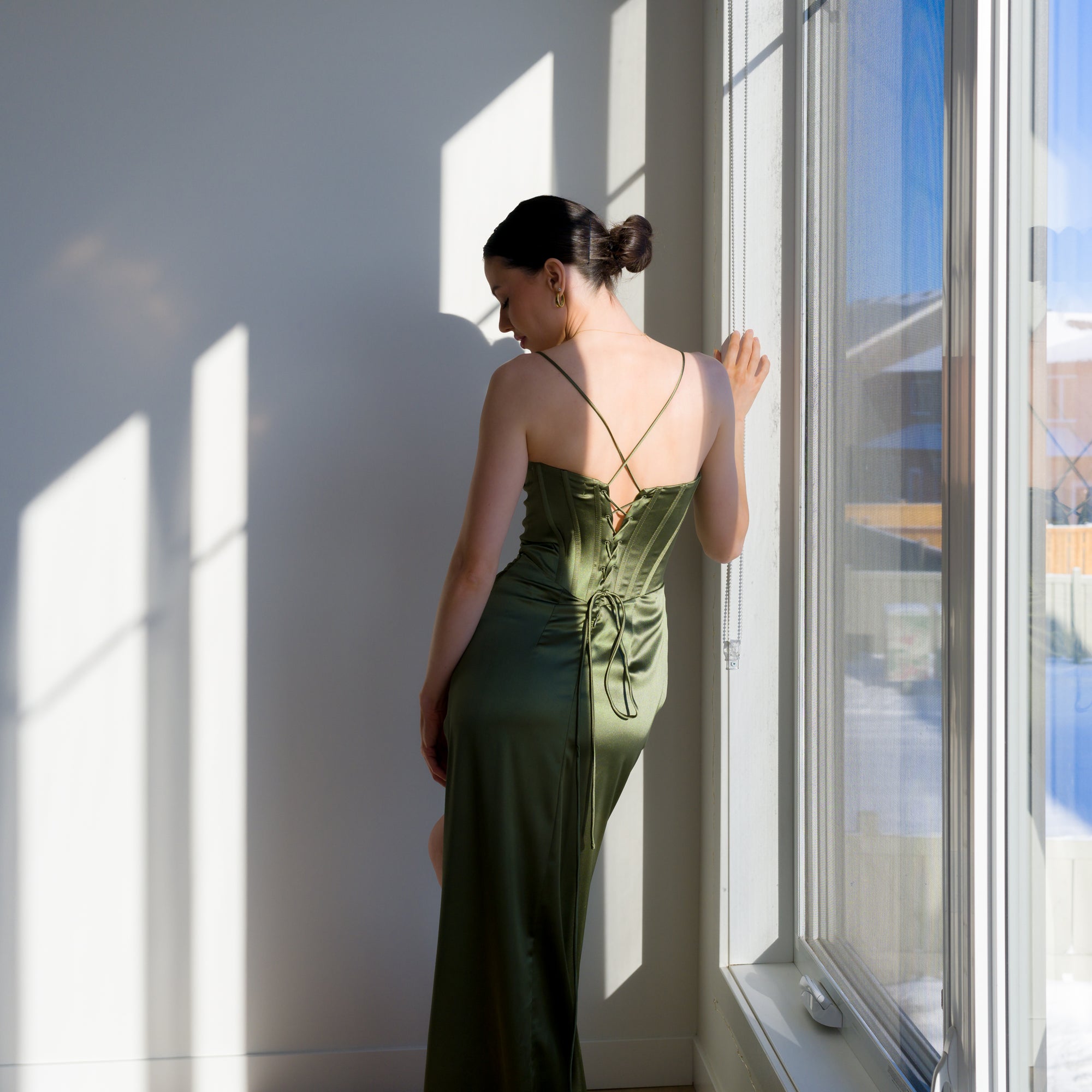Ultra-Supportive Corset Gown in Heavy Satin