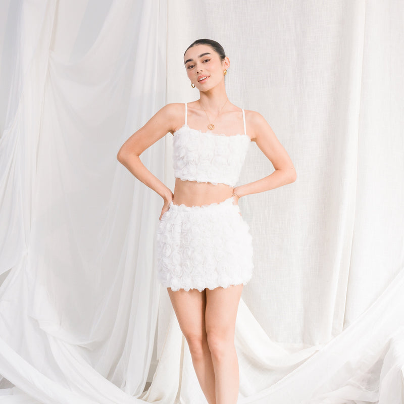 Roses Applique Skirt Set