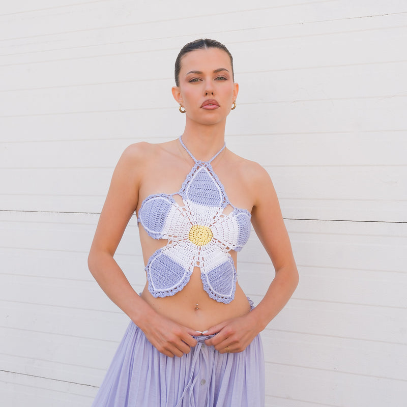 Folk Fest Flower Crochet Top