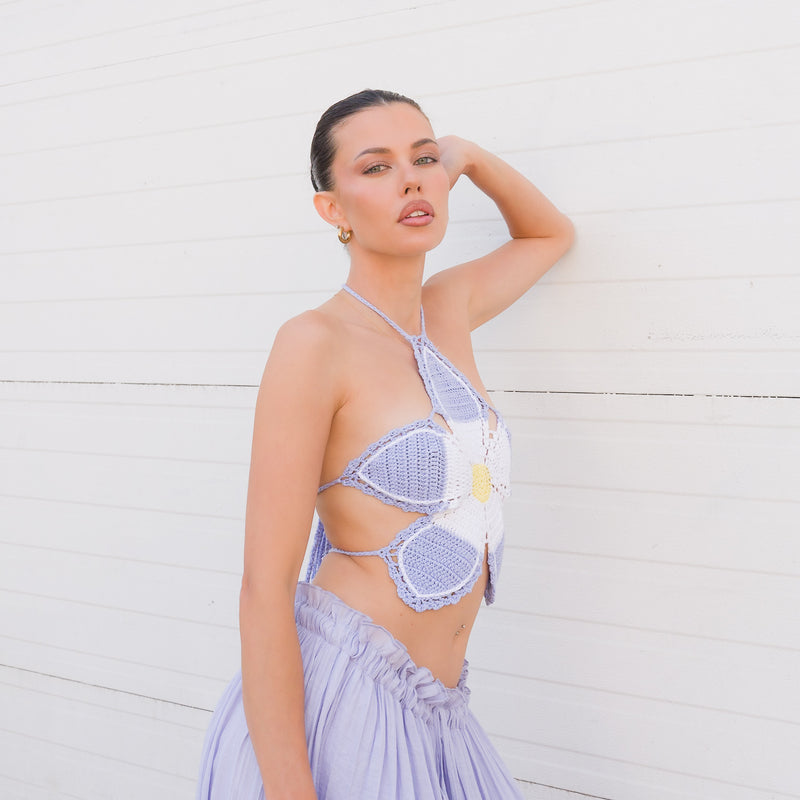 Folk Fest Flower Crochet Top