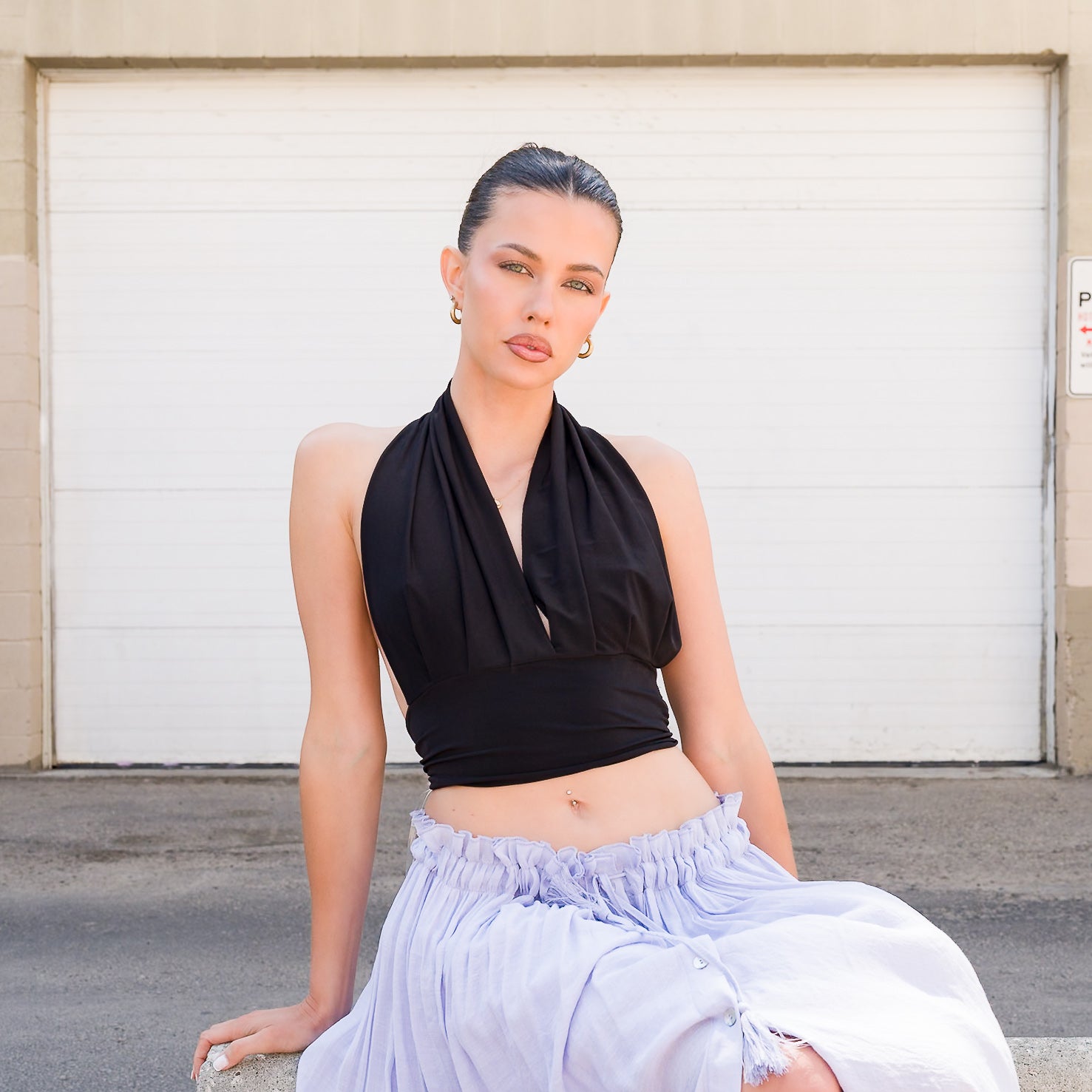 Silky Halter Top in Black