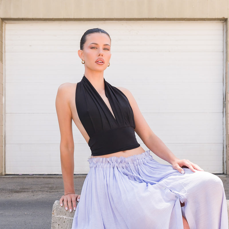 Silky Halter Top in Black