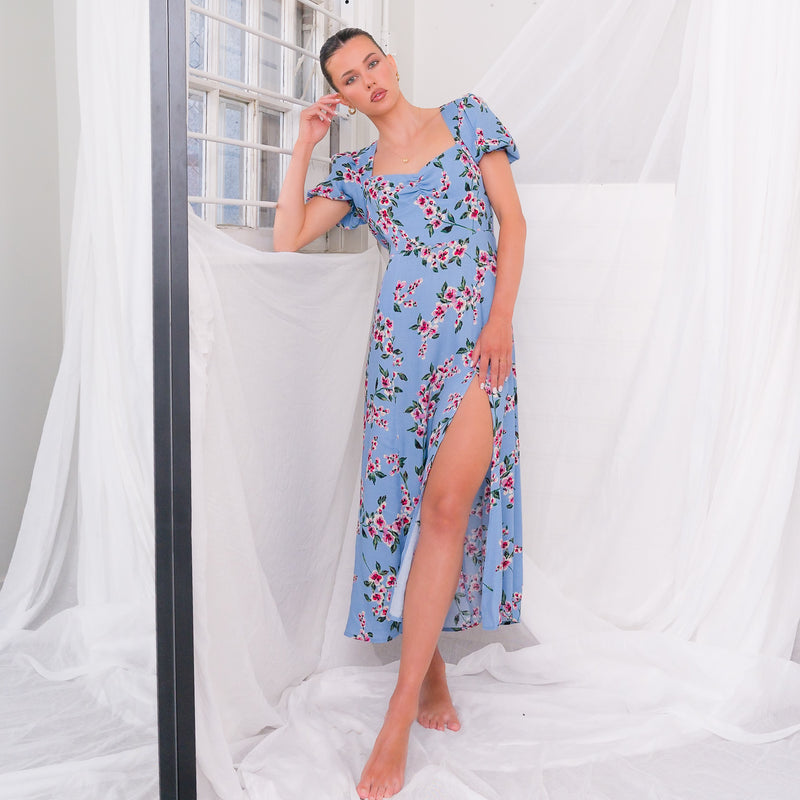 Floral Patterned Dress In Crepe Chiffon