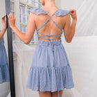 Periwinkle Chiffon Fit and Flair Dress with Lace Up Back
