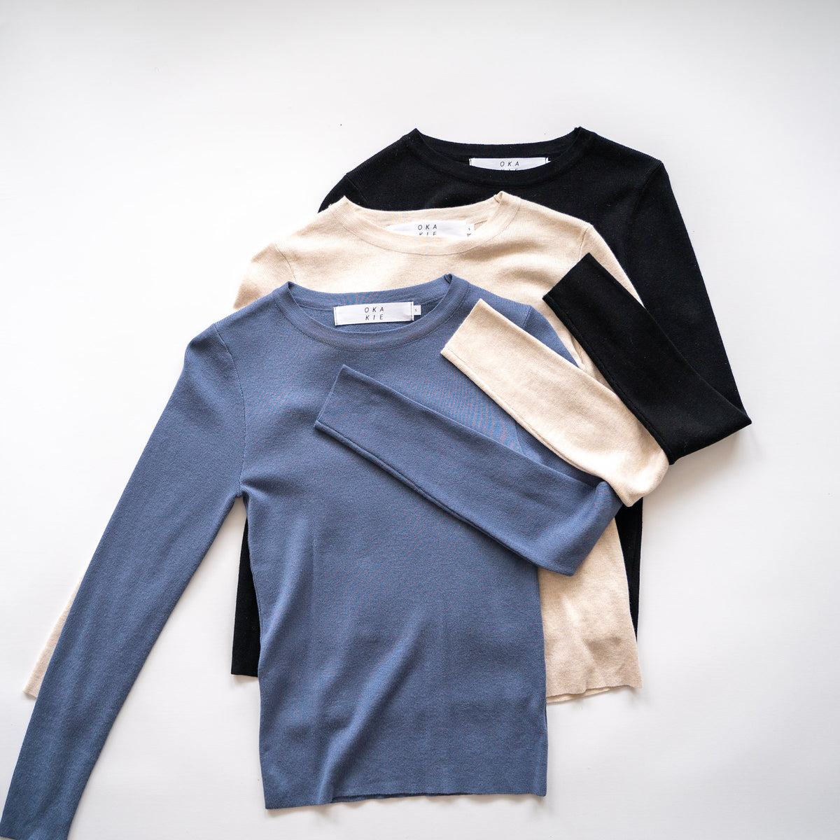 Blue Long Sleeve Crew Neck Top