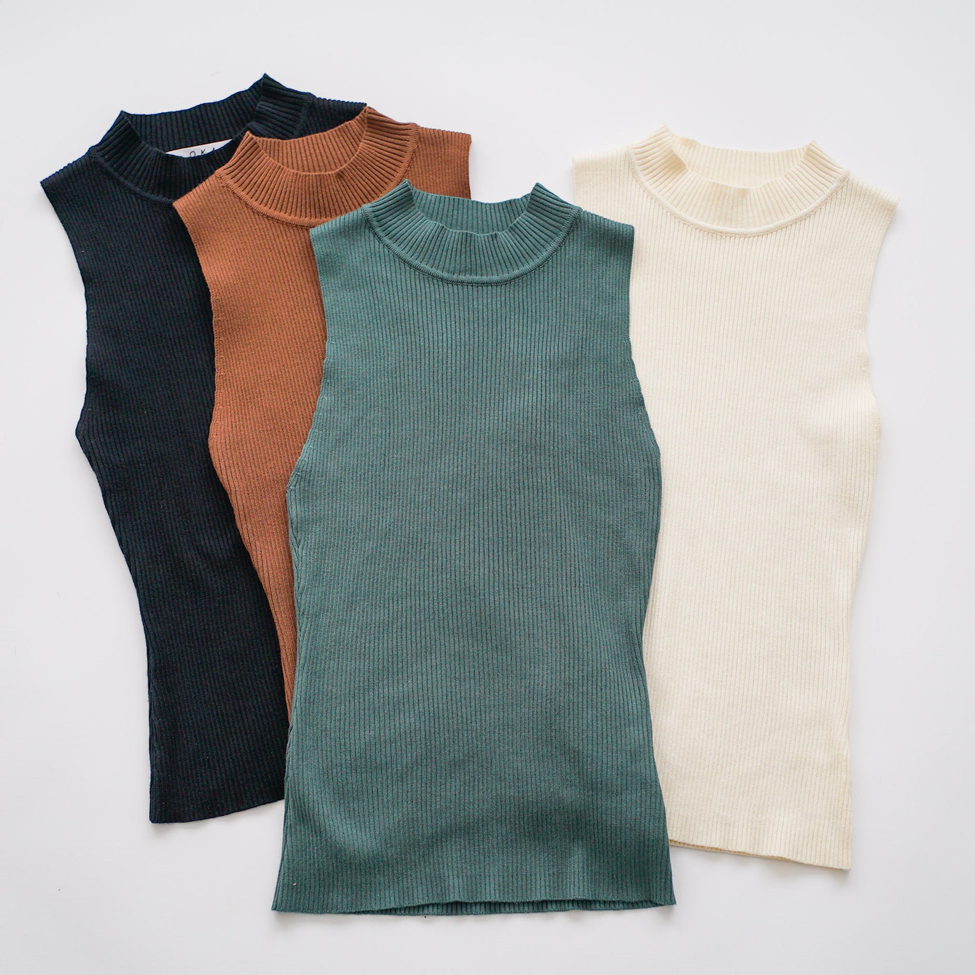 Mock Neck Tank in Ribbed Knit
