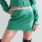 Vegan Leather Skirt And Jacket Set