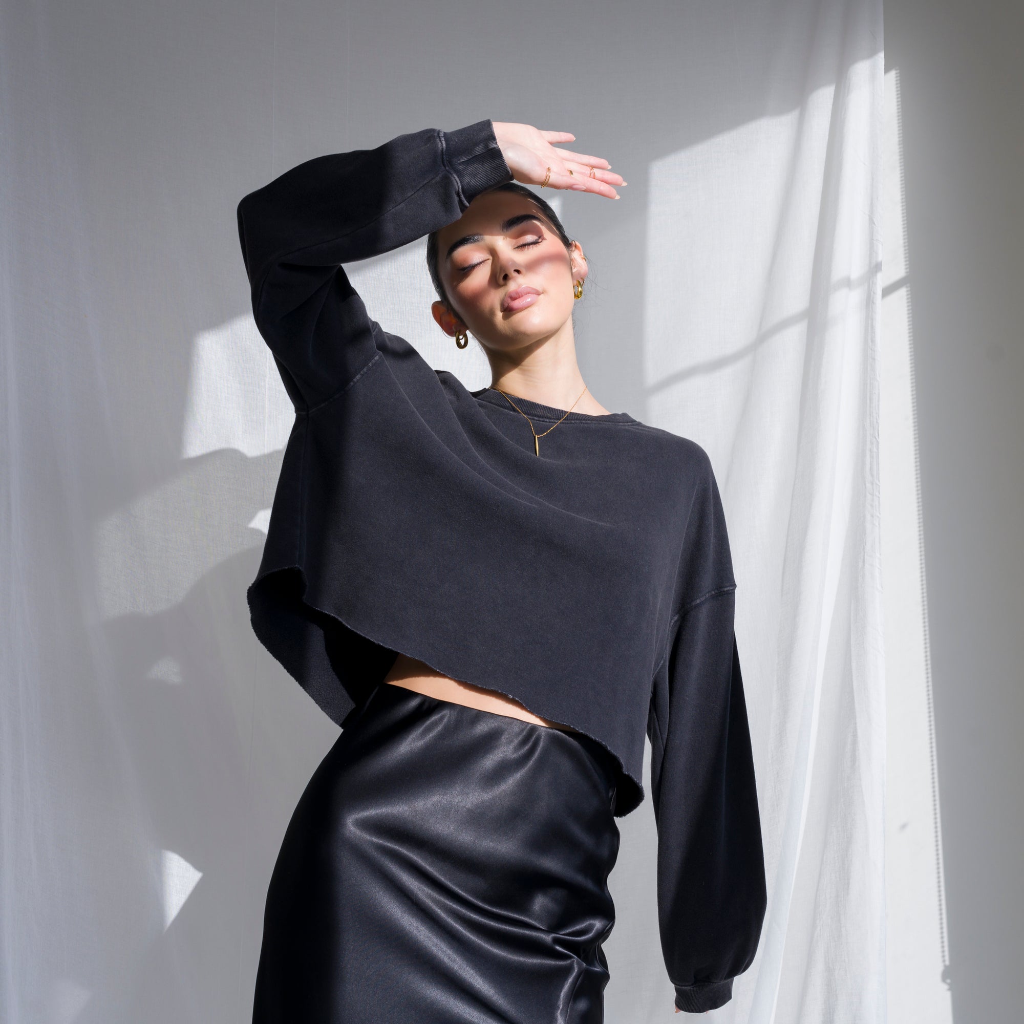 Soft Cotton Sweater in Mineral Washed French Terry
