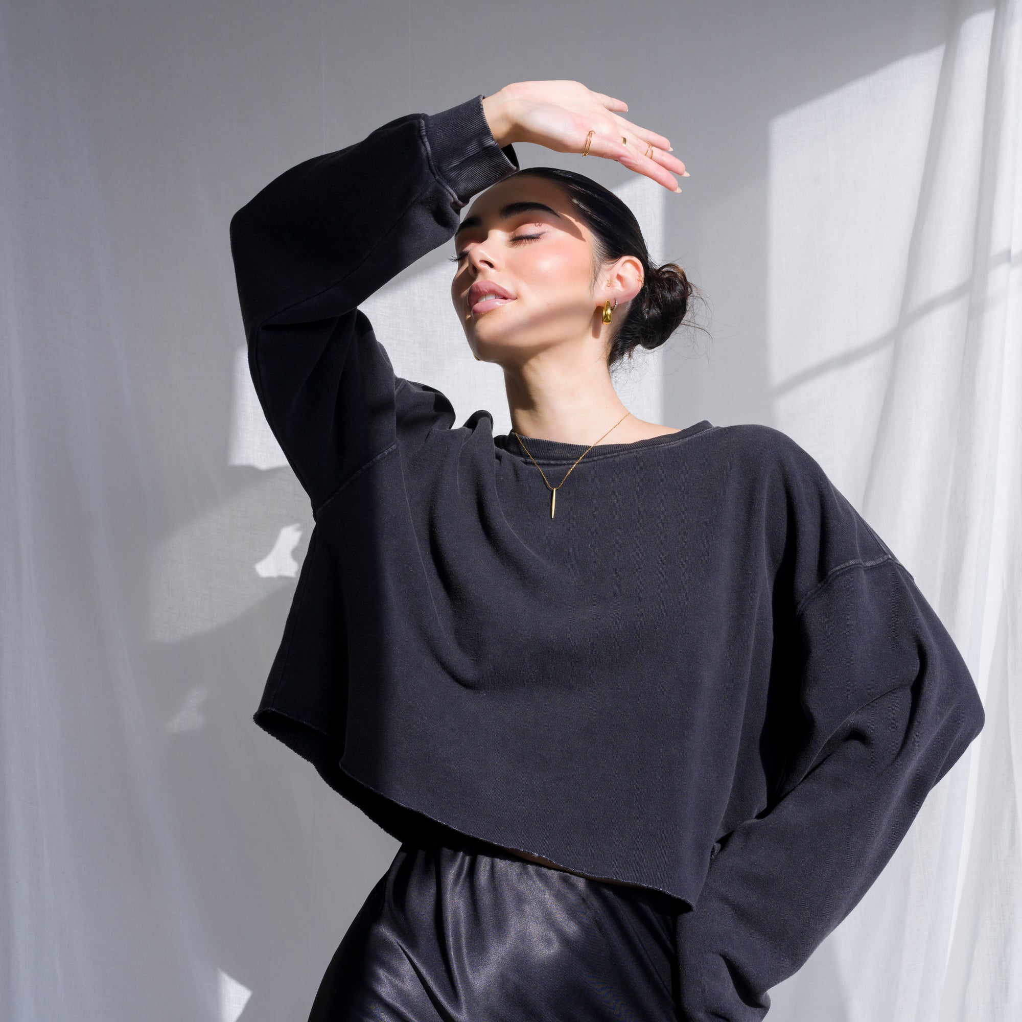 Soft Cotton Sweater in Mineral Washed French Terry