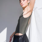 Luxury-Sheen Bodysuit in Stretchy Performance Fabric