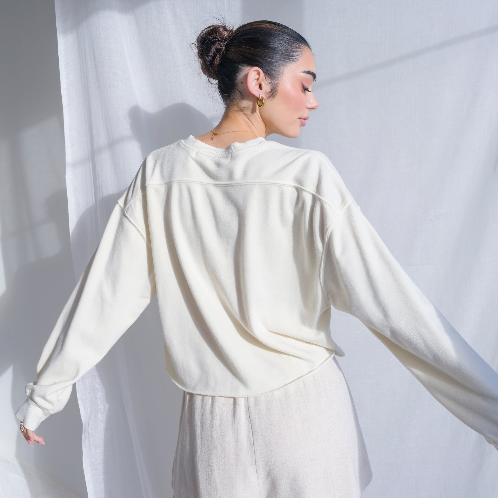 Soft Cotton Sweater in Mineral Washed French Terry
