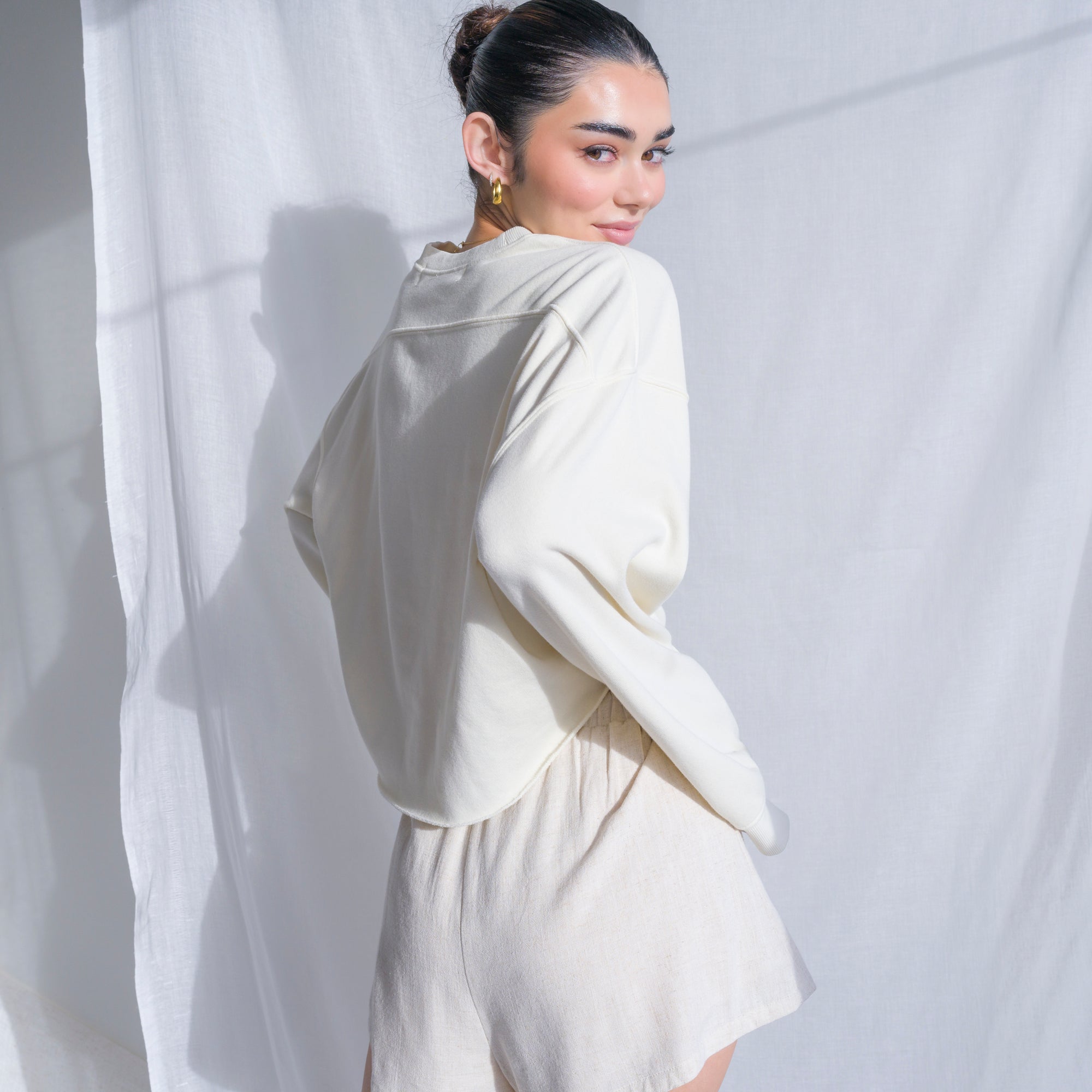 Soft Cotton Sweater in Mineral Washed French Terry