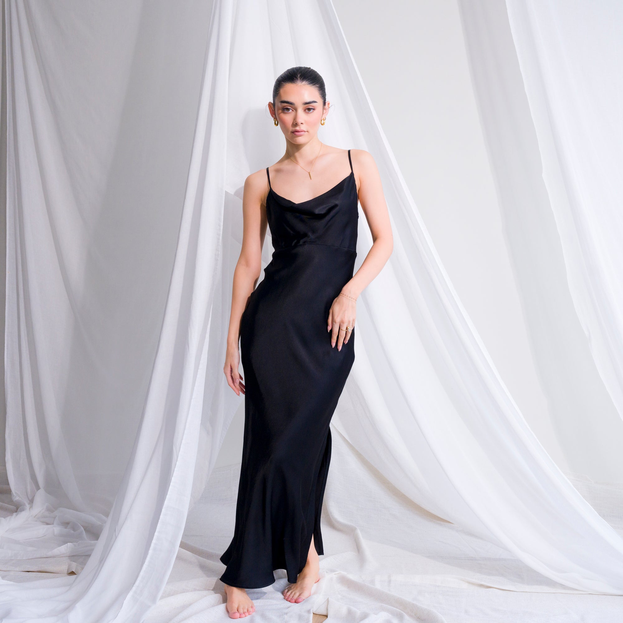 Romantic Bias Cut Gown in Heavy Satin | OKAKIE Romantic Bias Cut Gown in Heavy Satin | OKAKIE