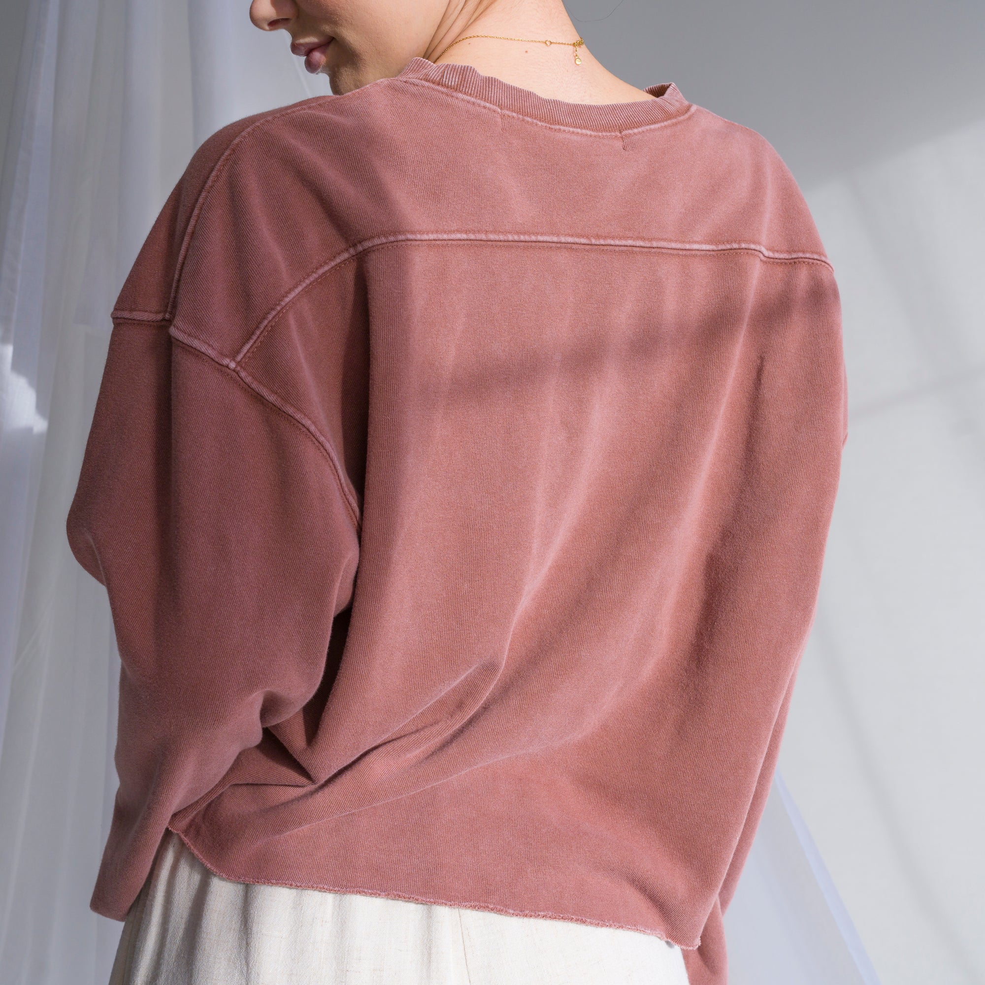 Soft Cotton Sweater in Mineral Washed French Terry