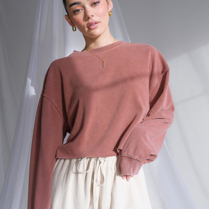 Soft Cotton Sweater in Mineral Washed French Terry