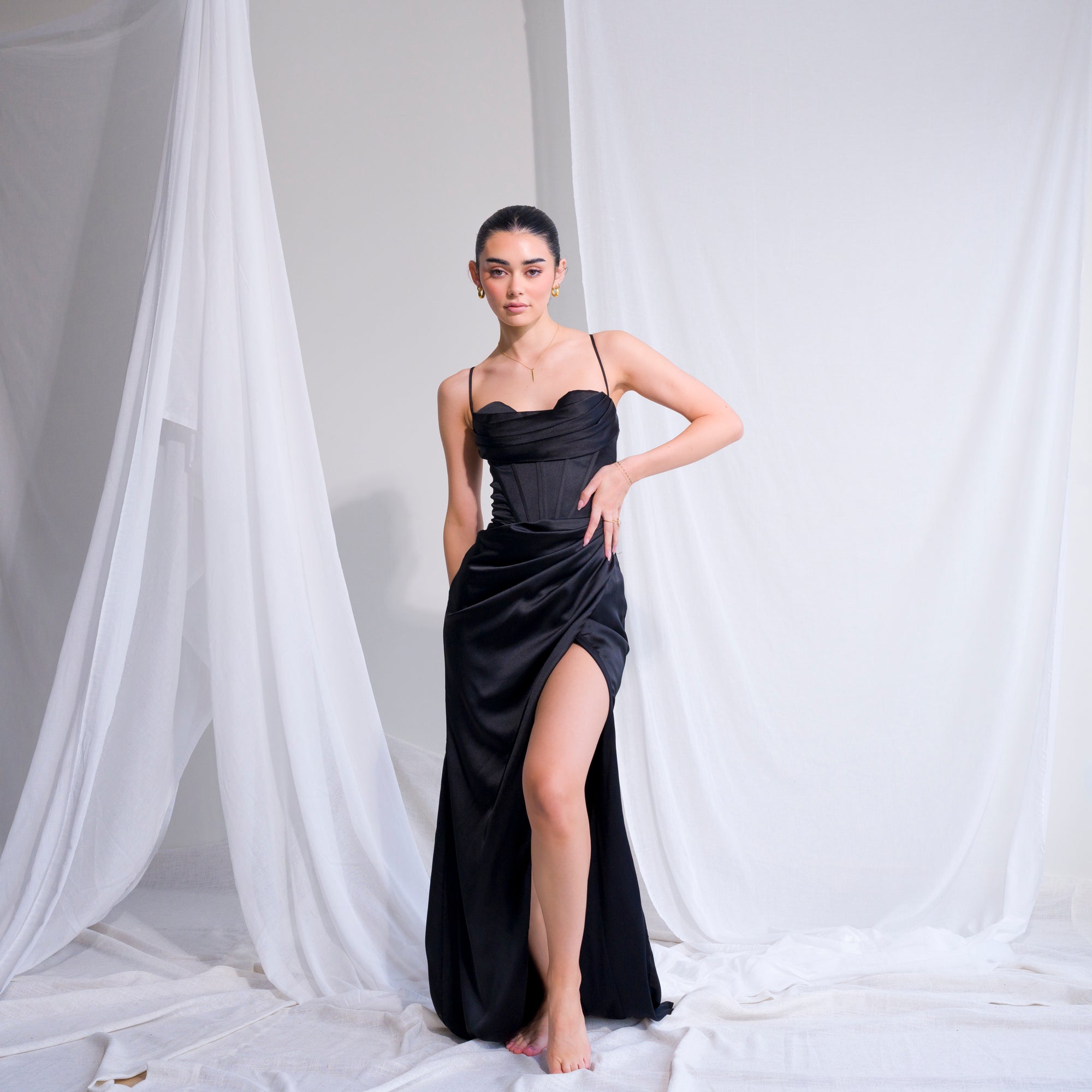 Ultra-Supportive Corset Gown in Heavy Satin