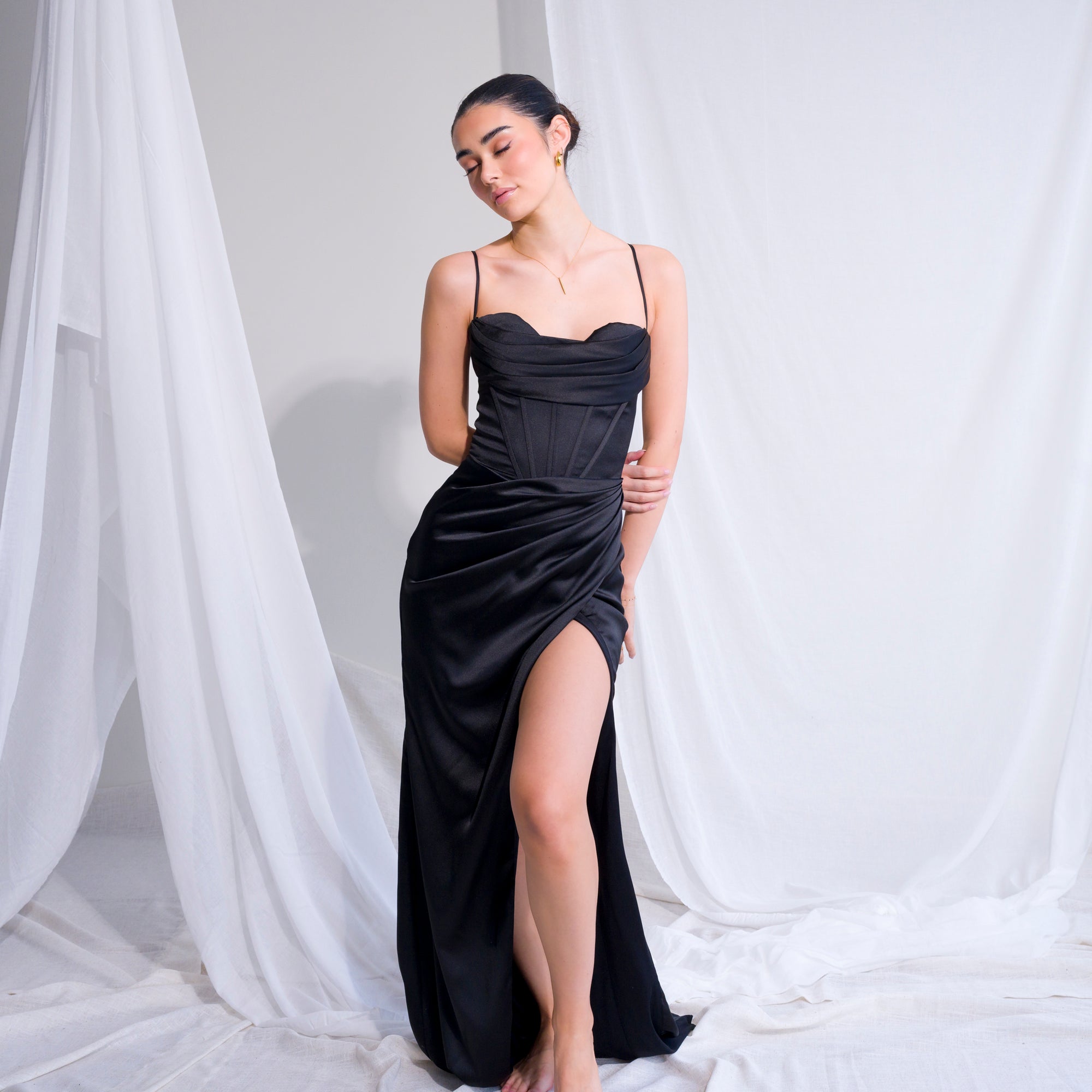 Ultra-Supportive Corset Gown in Heavy Satin