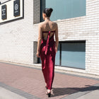 Strapless Cowl Back Satin Dress Maxi