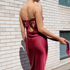 Strapless Cowl Back Satin Dress Maxi