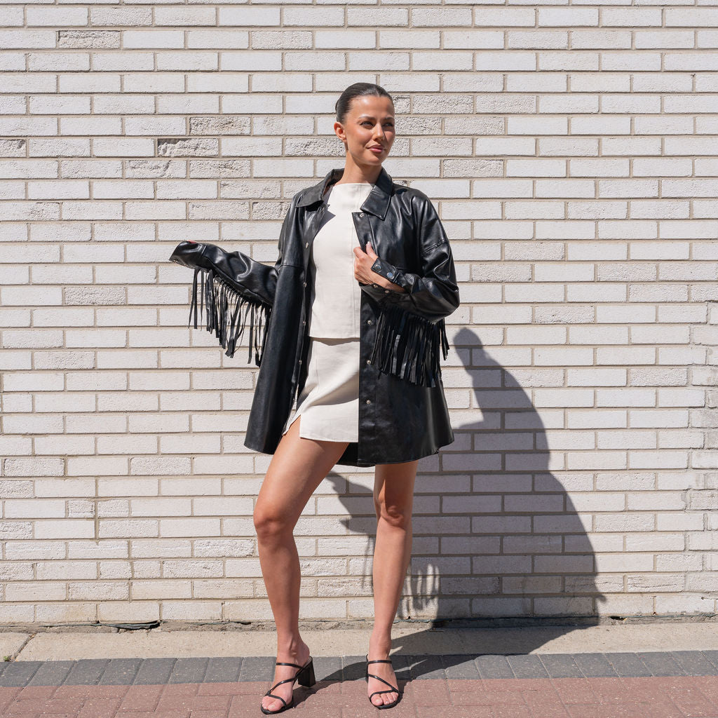 Faux Leather Fringe Jacket