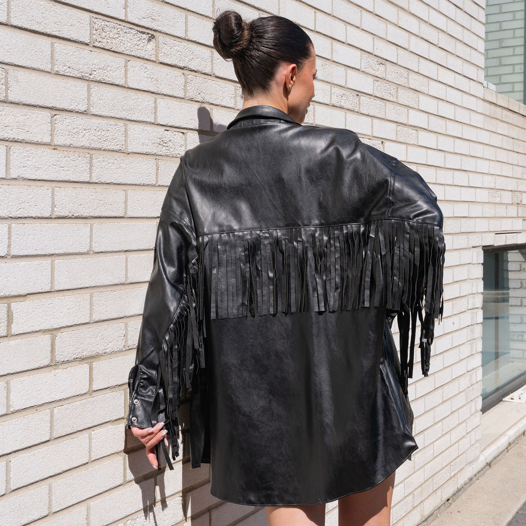 Faux Leather Fringe Jacket