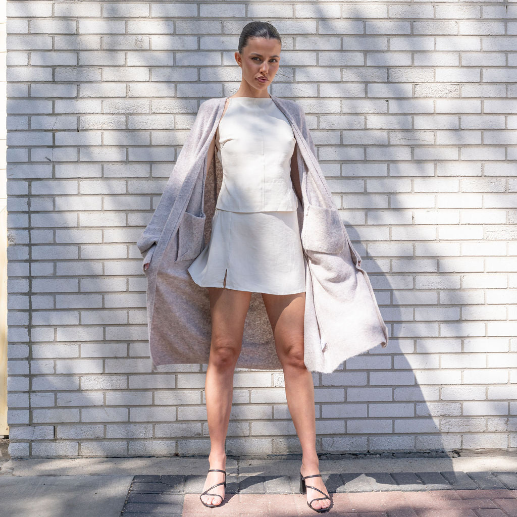 TWO TONED, SOFT KNIT BATWING CARDIGAN