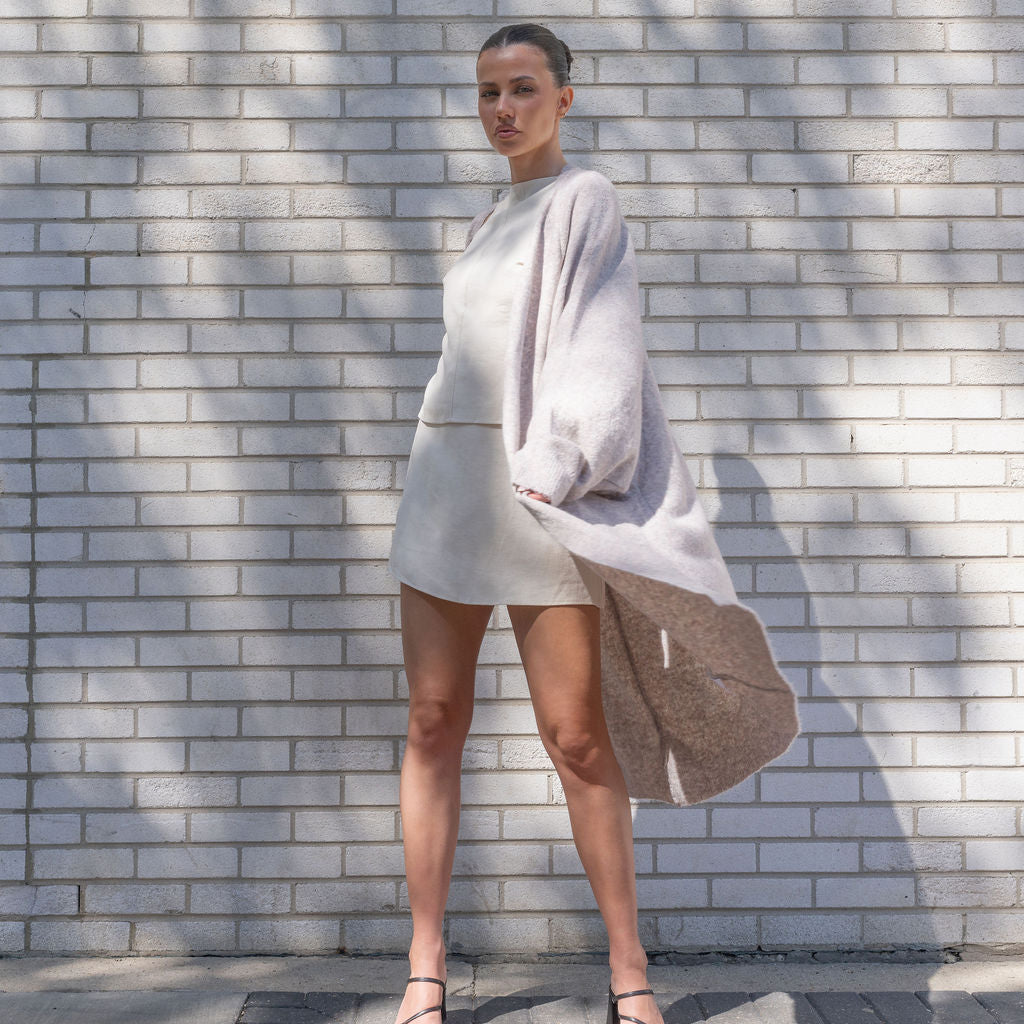 TWO TONED, SOFT KNIT BATWING CARDIGAN
