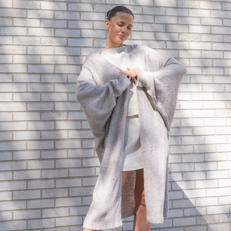 TWO TONED, SOFT KNIT BATWING CARDIGAN