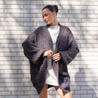 Teddy Cocoon Cardigan in Dark Purple-Grey