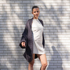 Teddy Cocoon Cardigan in Dark Purple-Grey