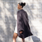 Teddy Cocoon Cardigan in Dark Purple-Grey