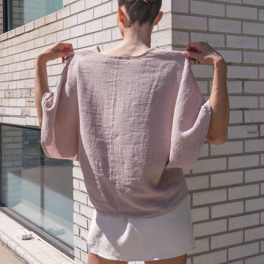 Italian Linen Blouse in Blush