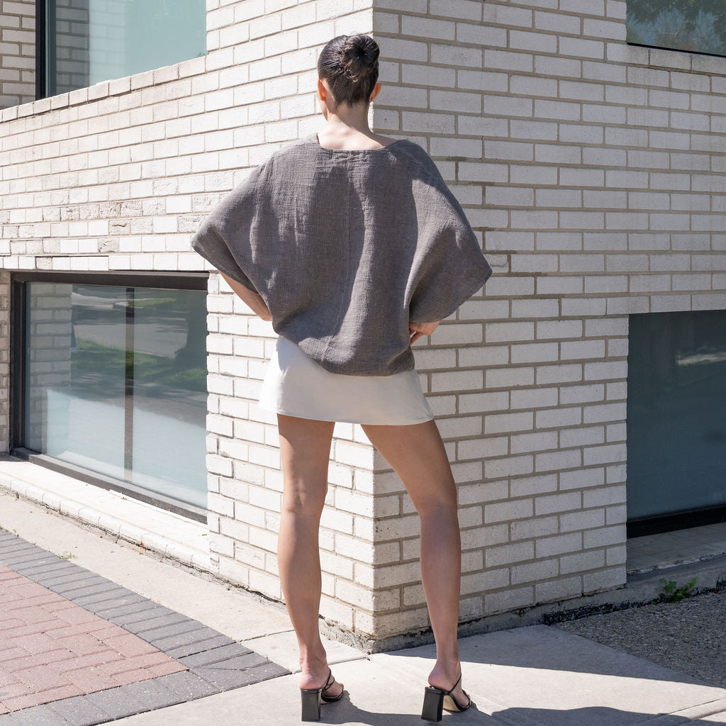 Italian Linen Blouse in Taupe