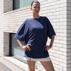 Cupro Boyfriend Tee in Navy