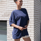 Cupro Boyfriend Tee in Navy