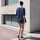 Cupro Boyfriend Tee in Navy