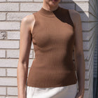 Mock Neck Tank in Ribbed Knit
