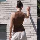Mock Neck Tank in Ribbed Knit